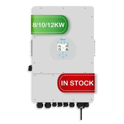 China Deye wechselrichter 8kw 10kw 12kw 3 phase 400vac mppt grid tie home ip65 pv hybrid solar inverter 422W*699.3H*279D for sale