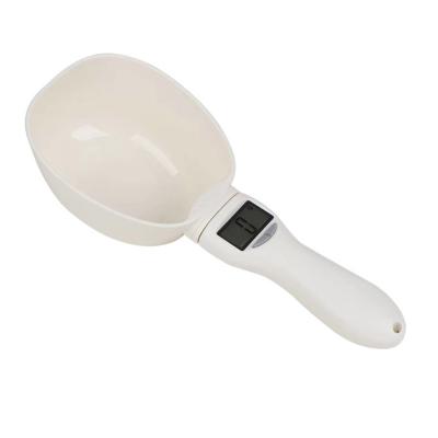 China Automatic Digital Pet Food Scoop ABS Dog Food Measuring Cup with LCD Display Digital Scale Detachable Spoon for sale