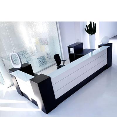 China new style modern white black color cheap small reception desk for sale