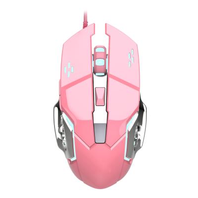 China 3D Pink Gaming Mouse 3200DPI Symmetrical Design Light Effect Switchable Cable Lighted Features for sale