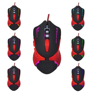 China 3D Game Mouse Switchable Red Cable Colorful Visual Effect DPI 1200/1600/2400/3200 For PC Laptop Computer for sale