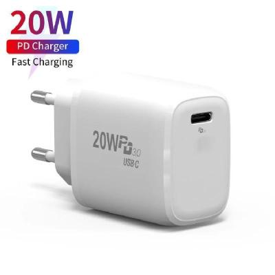 China New Arrival Mobile Phone Charger USB-C Charger Palladium 20W US/EU/UK Plug Fast Wall Charger For Iphone12 13 14 for sale