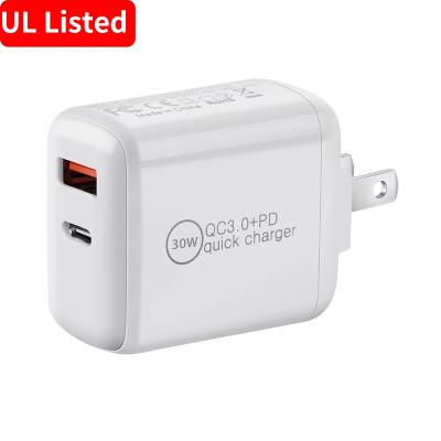 China Mobile Phone Factory Sale PD 30W USB-C Mini Charger QC 3.0 Mini Charger USA Direct Quick Charging EU Plug For iphone14 13 12 for sale