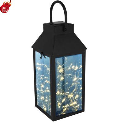 China Contemporary Solar Yard Solar Cage Ironwork Outdoor Lighting Garden Decorated With Copper Wire Lanterns for sale