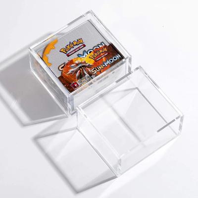 China Clear Acrylic 6mm Thickness Booster Clear Pokemon Booster Collector Gifts Box Clear Acrylic Game Protect Display Case With Magnetic Lid for sale