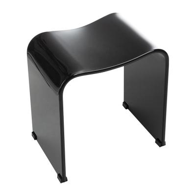 China Bathroom Acrylic Stool Storage Shower Stool Chair Solid Black Wholesale for sale