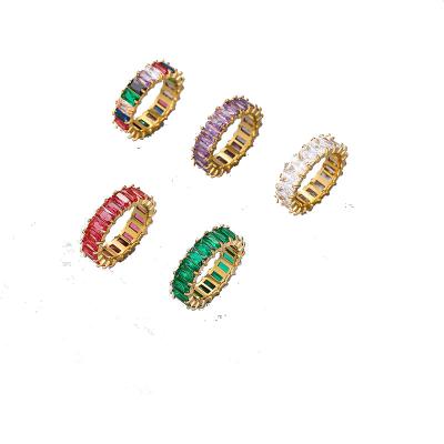 China JINGJO BOHEMIA Fashion Jewelry Hot Selling Luxury Rainbow Finger Women Colorful Cubic Zirconia Wand Rings for sale