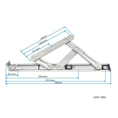 China Modern 22mm 10 Inches Rubbing 304 Stainless Steel Stay Windows Casement Window Top Hung Hinge for sale