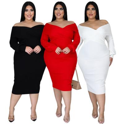 China 2022 New Arrival Fashion Sleeve Nightclub One Shoulder Dress Dry Cleaning Woman Dresses Long Plus Size Women Casual Party Dresses for sale