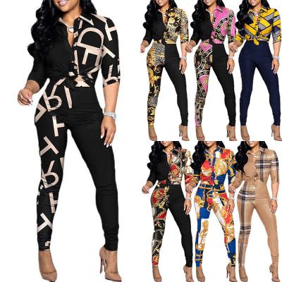 China 2022 Sexy Women's Breathable Gold Chain Print European and American Autumn Women's Overalls for sale