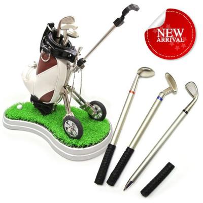 China Custom Logo Printed Metal Pen Holder Souvenir Golf Gifts Pen Desk Holder for sale