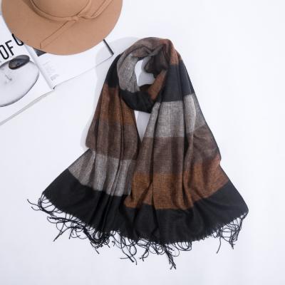 China 100% scarf, pashmina unisex fashion soft smooth feeling multi colors stripe wool shawl scarf for sale