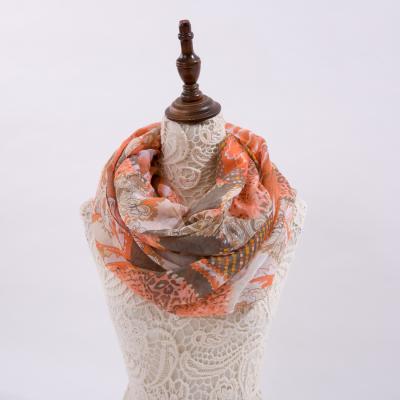 China Fashionable Printing Polyester Flower Polyester Autumn Winter Infinity Scarf for sale