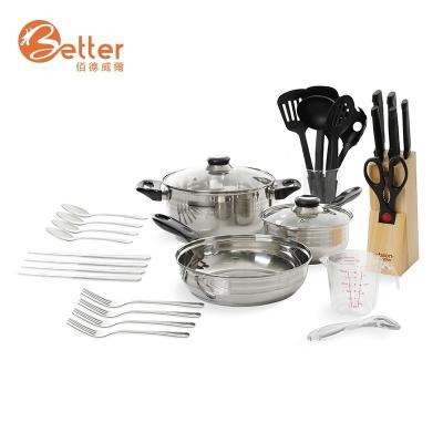 China Viable China Metal Pan Stainless Steel Cookware Kitchen Nonstick Tool Kits for sale