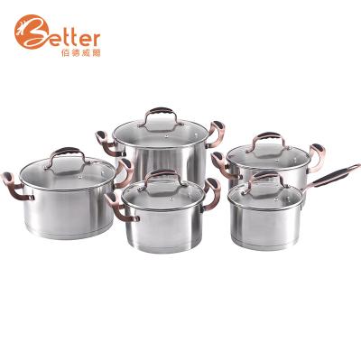 China Sustainable High Quality Cookware Set Germany Frying Pan Stainless Steel Cookware Sets Cooking Pot for sale