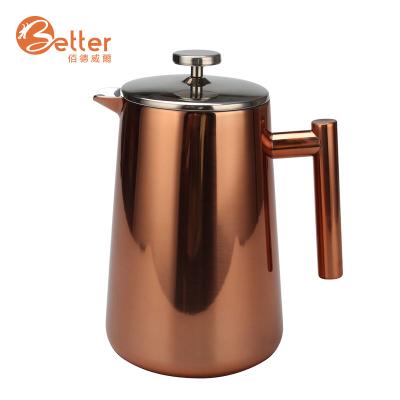 China New Design 500Ml 1000Ml Copper Stainless Steel Press Sustainable French Coffee Maker for sale