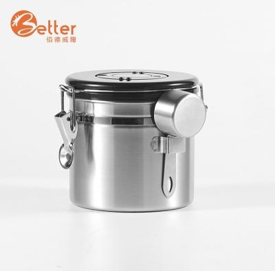 China Freshness Keeping Good Price Stainless Steel Airtight Coffee Container Set With CO2 Degassing Valve for sale