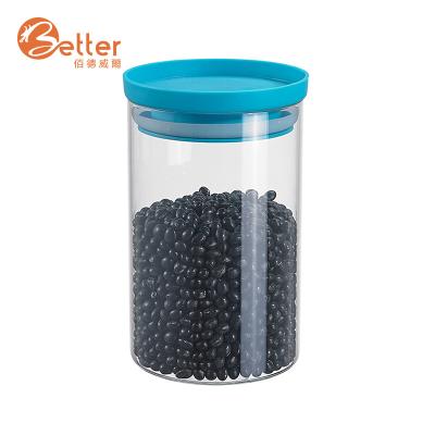 China Wholesale Food Freshness Keeping Airtight Storage Container Bin Glass Jars With Plastic Lid for sale