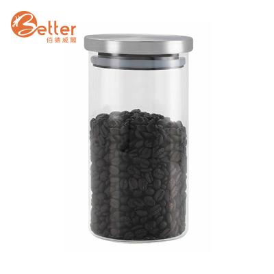 China Custom Freshness Preservation Large Size Pickle Salt Coffee Sugar Glass Candy Jar With Metal Lid for sale