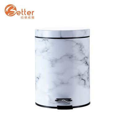 China Sustainable Stainless Steel Pedal Waste Lid Household Trash Can Metal Pedal Trash Bin for sale