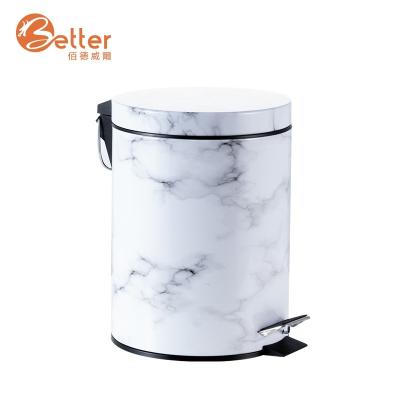 China Wholesale Stainless Steel Sustainable Marble Trash Bin Recycle Pedal Waste Bin for sale