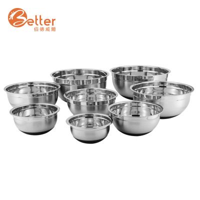 China Disposable 18 10 Stainless Steel Metal Mixing Bowl With Silicone for sale