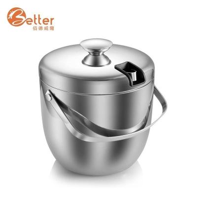 China Sustainable Unique Vodka Cocktail Set Stainless Steel Ice Bucket With Lid Gold for sale