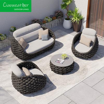 China Buitenmeubilair sectioneel terrasmeubilair op maat Tuin Buitensofa's voor moderne binnenplaats Leisure sofa stoel set Te koop