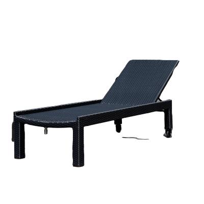 China Villa Terrace Foldable Lounger Rattan Frame Sunbed with Waterproof Fabric Cushion and Folded Design for sale