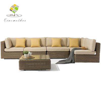 China PE Wicker Rattan Möbel Terrassensofa Set Aluminiumrahmen Außenbereich Gesprächssofa zu verkaufen