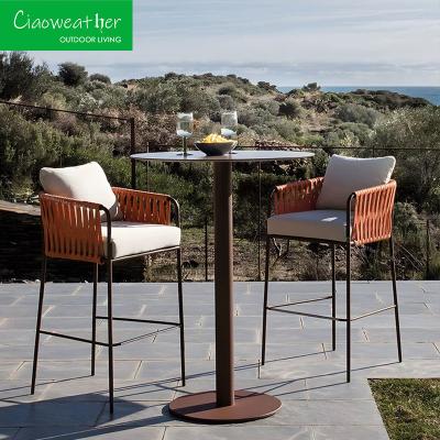 China Powder Coating Aluminum Frame Outdoor Bar Table and Chair Set for Restaurants for sale