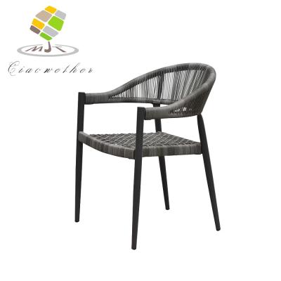 China Silla de jardín al aire libre Silla de ratán Patio de ocio para la mesa de comedor resistente a las intemperie Silla de punto a mano en venta