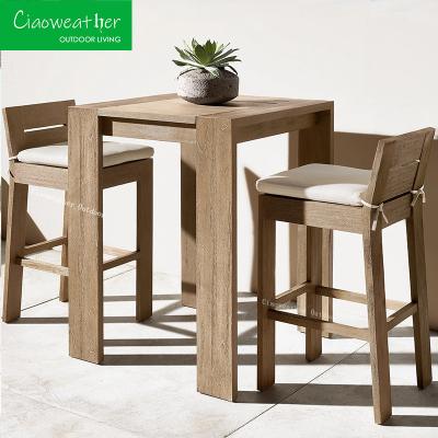 China Silla de bar de jardín de patio moderno Muebles de madera de teca duraderos y fuertes para patio en venta