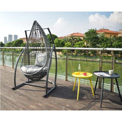 China Leisure Wicker Patio Egg Swing Chair with Outdoor Hanging Rattan Dark Brown Furniture for sale