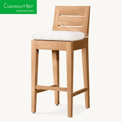 China Solid Wood Style Courtyard Teak Wood Chair for Outdoor Garden Patio Hotel Bar Stool for sale