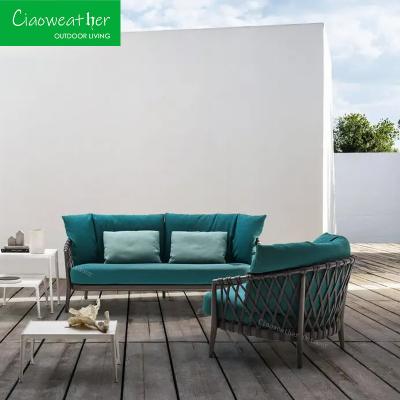 China Divan Sala de estar Interior Mobiliário exterior Chaise Lounge Sofa Cadeira Conjunto com almofada à prova d'água Sofa de jardim Cadeira Lounge à venda