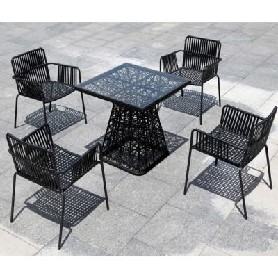 China Modern Black Rattan Balcony Furniture Waterproof Outdoor Table Chair Set for sale