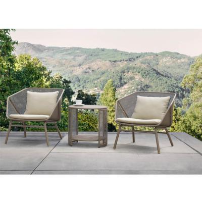 China Powder Coated Frame Finish Modern Outdoor Furniture Steel Mesh Leisure Lounge Sets with Soft Cushion Chairs for sale