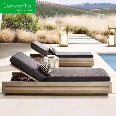 China Modern Outdoor Furniture Luxury Resort Beach Chaise Villa Pool Lounge Chairs Outdoor Pool Teak Outdoor Sun Lounge Chair for sale