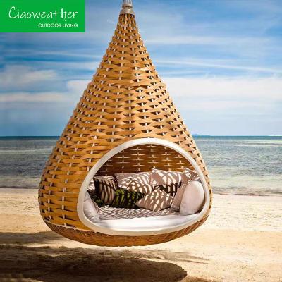 China Outdoor Furniture Wicker Bird's Nest Shaped Swing Chair Bed Customized Color NO Folded for sale