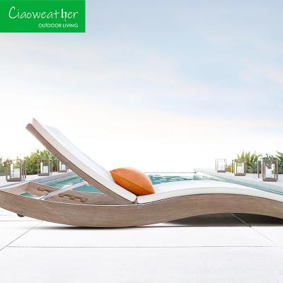 China Sun Lounger Hotel Patio Modern Resort Beach Chaise Villa Pool Lounge Chairs Outdoor Pool Teak Outdoor Sun Lounge Chair for sale