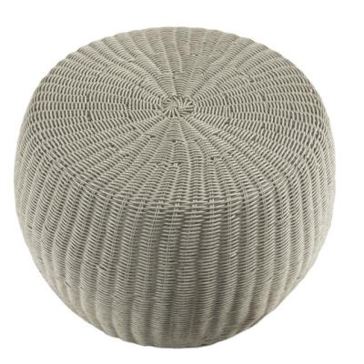 China Stylish Garden Set Addition Handwoven Round Rattan Ottoman with Aluminum Frame for sale