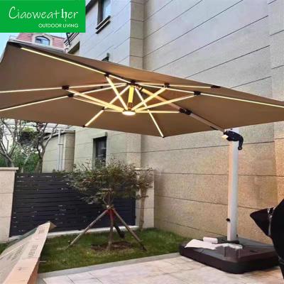 China Luxury Aluminum Market Commercial Patio Garden Solar Parasol Outdoor Umbrella for Outdoor Furniture within Modern Design for sale