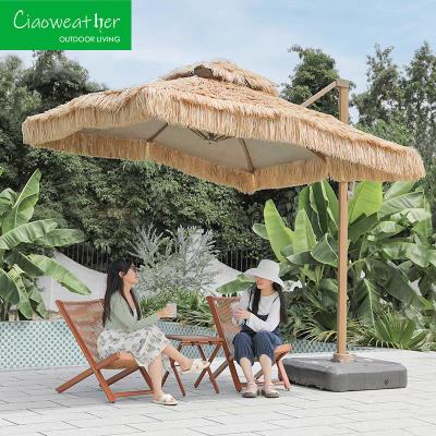 중국 야외 patio parasols 맞춤형 색상 현대 디자인 스타일 캠핑 스탠드 해변 햇볕 우산 정원 짚 지붕 우산 판매용