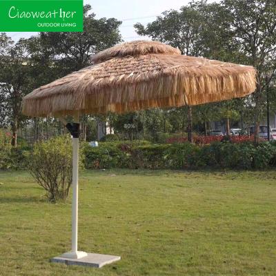 China Cuadro de madera de teca impermeable sombrilla de playa hawaiana para hotel restaurante banquete hogar café patio sombra de sol impermeable en venta