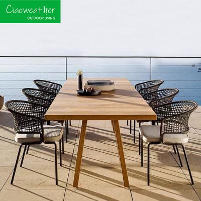 China Waterdicht bekleding kussen Outdoor Eettafel en stoel Set met valse wicker ontwerp Te koop