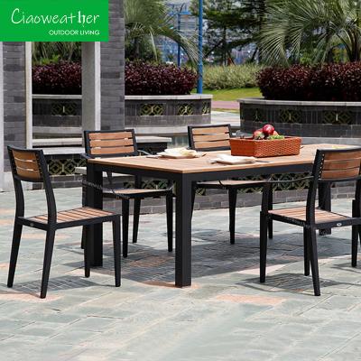 Cina Arredamento esterno moderno in legno di teak Tavolo da pranzo e sedia Set di giardino in alluminio per cortile stile di design moderno in vendita