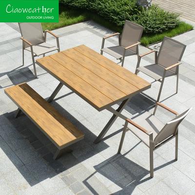 China Modern Outdoor Furniture Garden Restaurant Paris Bistro Dining Set with Aluminum Frame and Portable Folding Chairs for sale