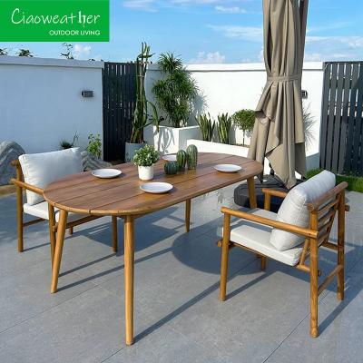 China Waterproof Hotel Teak Wood Chair And Table For Patio Balcony Courtyard Solid Wood Dining Chair With Customized Color for sale