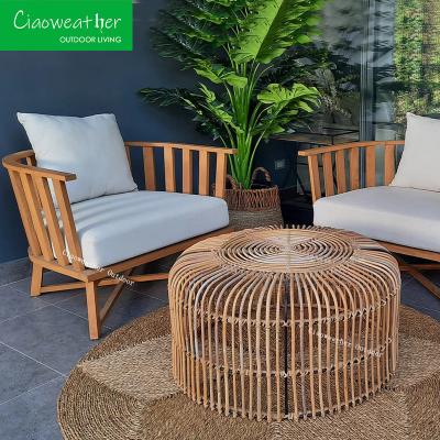 China Outdoor Patio Furniture Teak Wood Garden Chaise Lounge Sofa Set with Prices and Mail Packing N for sale